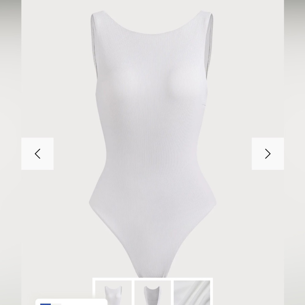 White Backless Ribbed One Piece Swimsuit